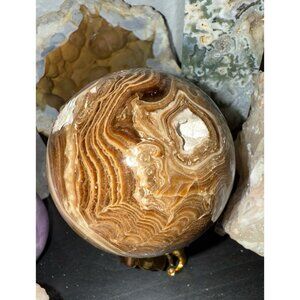 Chocolate Calcite UV Reactive Crystal Sphere – Polished Healing Stone 3.5”